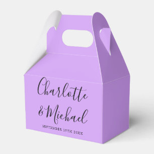 Minimalistische lila lavendel signature script bru bedankdoosjes