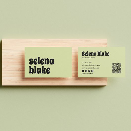 Minimalistische Limoen-kleur | Moderne QR-code Visitekaartje