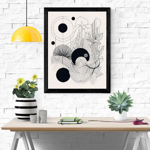 Minimalistische Line Art Abstract Botanisch Poster