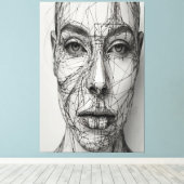 Minimalistische Line Art Canvas | Abstract menseli Afdruk (Insitu (Houten vloer))