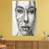 Minimalistische Line Art Canvas | Abstract menseli Afdruk (Insitu (Woonkamer))