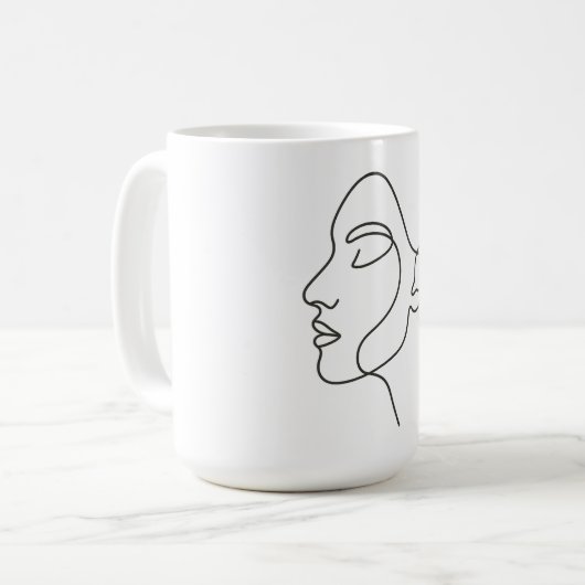 Minimalistische Line Art Face Koffiemok (Voorkant links)