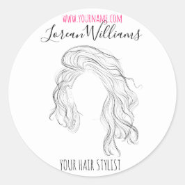 Minimalistische Line Art Long Wavy Natural Hair St Ronde Sticker