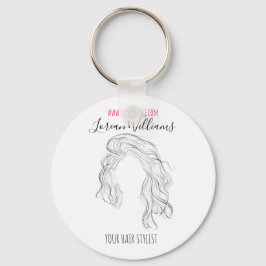 Minimalistische Line Art Long Wavy Natural Hair St Sleutelhanger