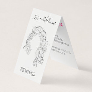 Minimalistische Line Art Long Wavy Natural Hair St Visitekaartjes