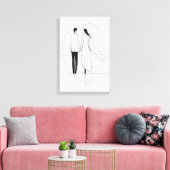 Minimalistische Line Art Romantisch echtpaar dat h Canvas Afdruk (Insitu (Woonkamer))
