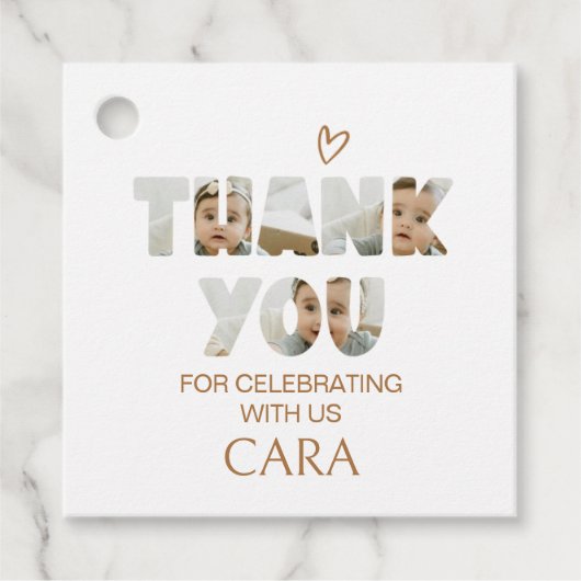 Minimalistische Little Miss Photo verjaardagsfeest Bedankjes Labels (Voorkant)