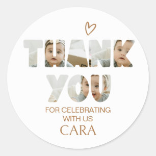 Minimalistische Little Miss Photo verjaardagsfeest Ronde Sticker