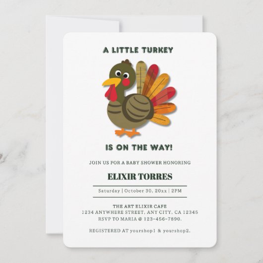 Minimalistische Little Turkey Baby shower Kaart (Voorkant)