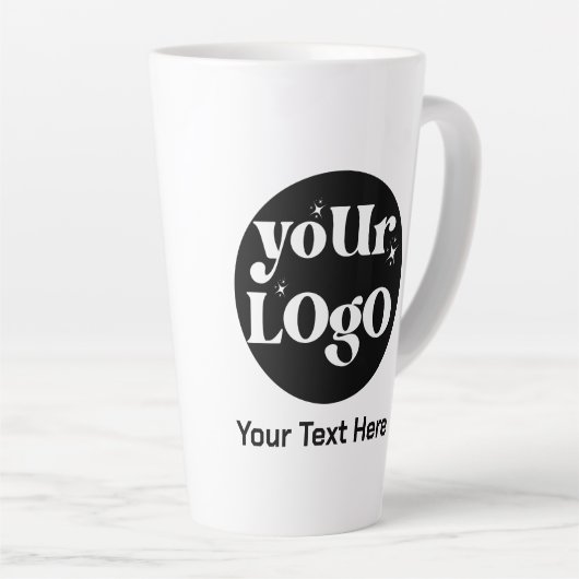 Minimalistische Logo en tekstzaken Latte Mok (Rechterhoek)