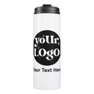 Minimalistische Logo en tekstzaken Thermosbeker