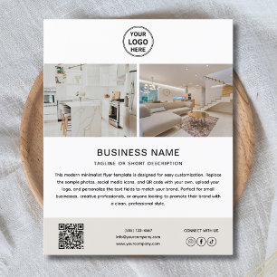 Minimalistische Logo Foto QR Zakenvlucht Flyer