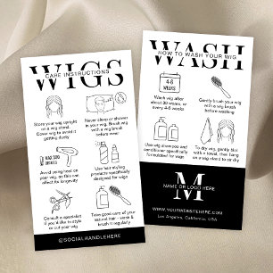 Minimalistische Logo Pruik Care Instructies & Wasg Visitekaartje