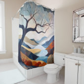 Minimalistische Lone Tree Landscape Art Douchegordijn (In situ)