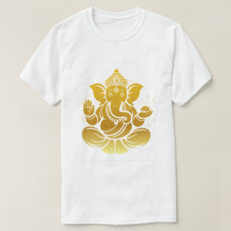 Minimalistische Lord Ganesha Goud Design T-shirt