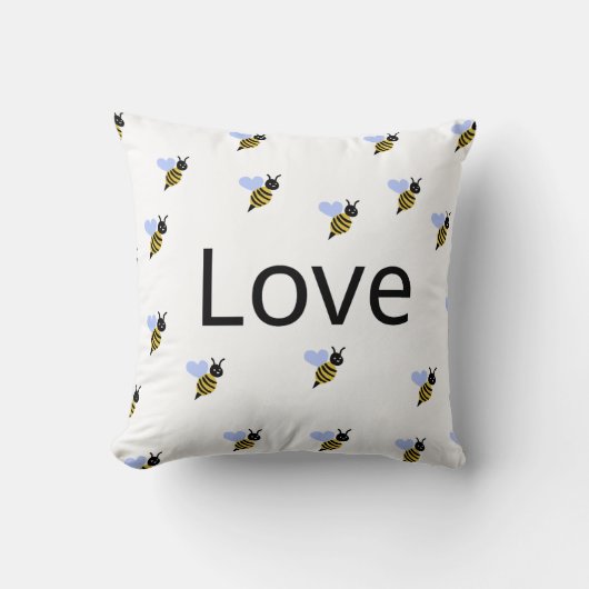 Minimalistische "Love & Bees" kussensloop – Romant Kussen (Voorkant)