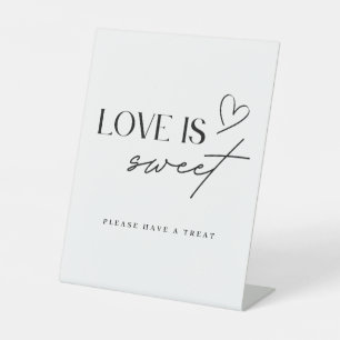 Minimalistische 'Love is Sweet' bruidstaart bar ta Reclamebord Met Voetstuk
