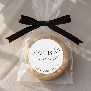 Minimalistische 'Love is Sweet' trouwgunst Ronde Sticker