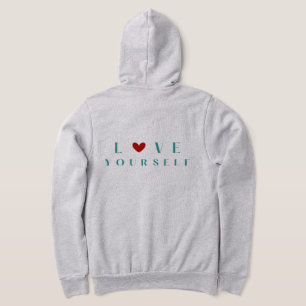 Minimalistische "Love Yourself" turquoise & rode h Hoodie