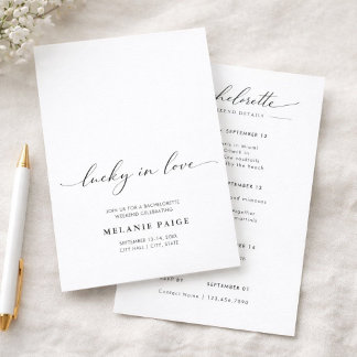 Minimalistische Lucky In Love Bachelorette-weekend Kaart