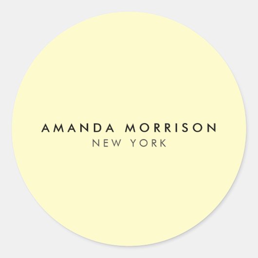 Minimalistische luxe boetiek geel ronde sticker (Voorkant)