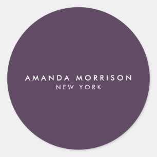Minimalistische Luxe Boutique Aubergine Paars Ronde Sticker