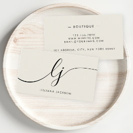Minimalistische Luxe Boutique Ivoor Elegant Monogr Visitekaartje
