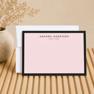 Minimalistische luxe boutique zwart/roze notitieka notitiekaartje