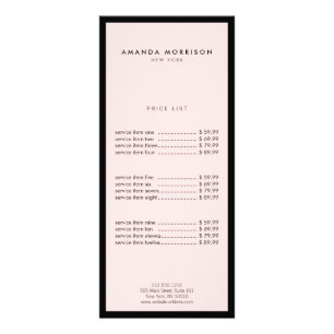 Minimalistische luxe boutique zwart/roze reclamekaart