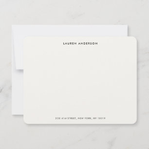 Minimalistische luxe ivoor gepersonaliseerde flat notitiekaartje