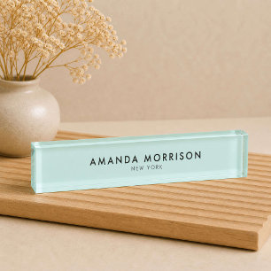 Minimalistische luxe mintgroen naambordje