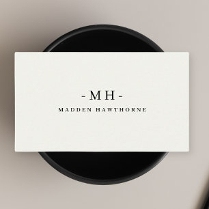 Minimalistische Luxe Professionele Ivoor Monogram Visitekaartje
