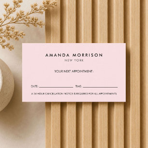 Minimalistische luxe roze afspraak visitekaartje