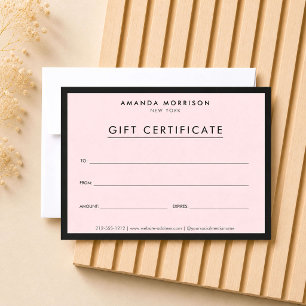 Minimalistische luxe roze cadeaubon