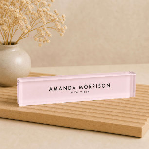 Minimalistische luxe roze naambordje