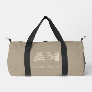 Minimalistische luxe warme taupe monogram plunjezak