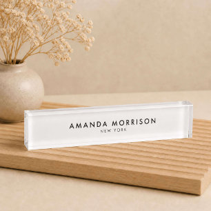 Minimalistische luxe wit naambordje