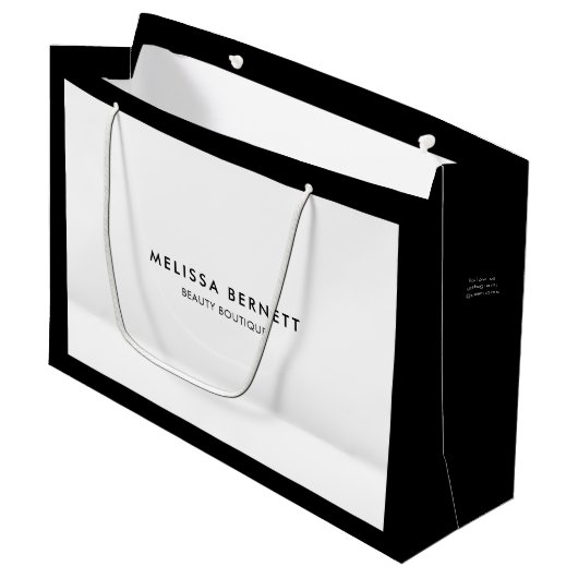 Minimalistische luxe zwart wit bedrijf groot cadeauzakje (Voorkant Gekanteld)