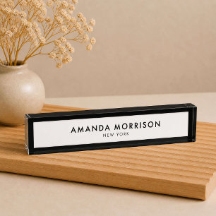 Minimalistische luxe zwart/wit naambordje
