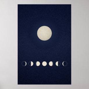 Minimalistische Maanfasen Hemelse Muurkunst Poster
