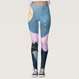 Minimalistische Maansterren Hemelse Bergvallei Leggings