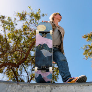 Minimalistische Maansterren Hemelse Bergvallei Skateboard