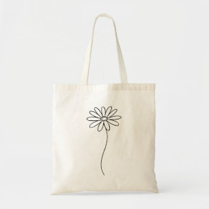 Minimalistische madeliefjeslijn kunst tote bag
