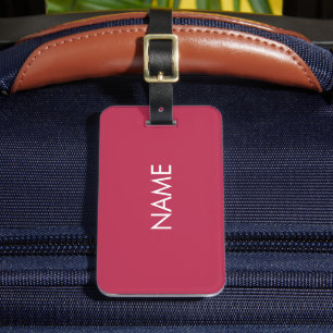 Minimalistische magenta roze aangepaste naam monog bagagelabel