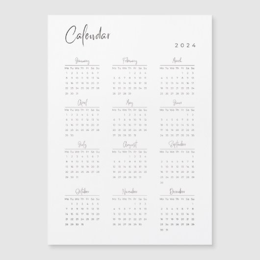 Minimalistische magnetische kalender 2024 (Voorkant)