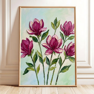 Minimalistische Magnolia Bloem Muurkunst Canvaspri Poster