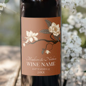 Minimalistische Magnolia bruiloft Terracotta Wijn Etiket