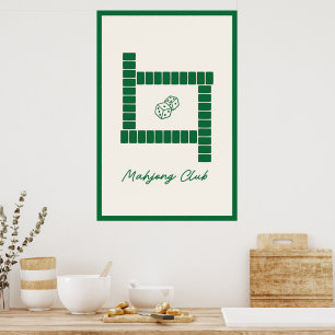 Minimalistische Mahjong Club Muurkunst Poster