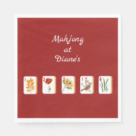 Minimalistische Mahjong Flower Tegels Papieren ser Servet