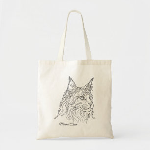 Minimalistische Maine Coon Lijntekening Aangepaste Tote Bag